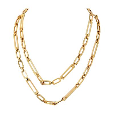 18K Yellow Gold 36 Inches Paper Clip Vintage Chain Necklace