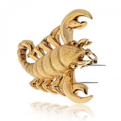 18K Yellow Gold A Clunn Scorpio 5cm Wide Double as a Pendant Brooch