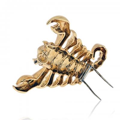 18K Yellow Gold A Clunn Scorpio 5cm Wide Double as a Pendant Brooch