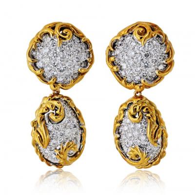 18K Yellow Gold Day To Night Dangling And Huggie 10 00cttw Diamond Earrings
