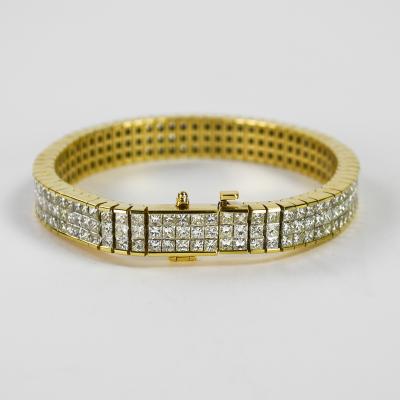 18K Yellow Gold Diamond Tennis Bracelet 15 00ct