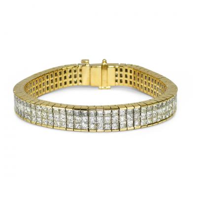 18K Yellow Gold Diamond Tennis Bracelet 15 00ct