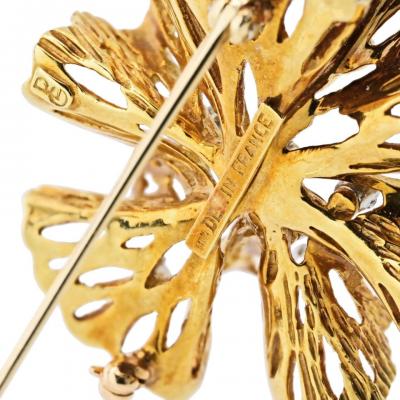 18K Yellow Gold Estate Diamond Flower Brooch
