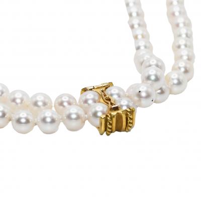 18K Yellow Gold Pearl and Diamond Necklace
