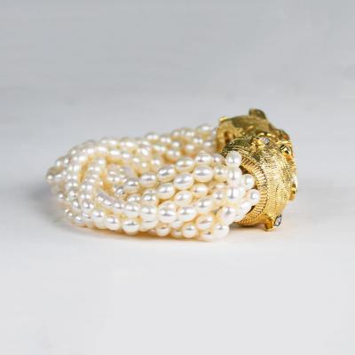 18K Yellow Gold Tiger Freshwater Pearl Bracelet