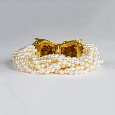18K Yellow Gold Tiger Freshwater Pearl Bracelet