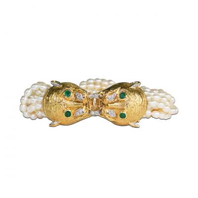 18K Yellow Gold Tiger Freshwater Pearl Bracelet