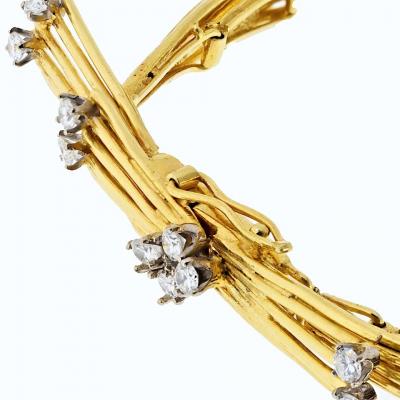 18K Yellow Gold Vintage Gold Spray Diamond Necklace