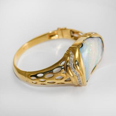 18KYG Boulder Opal Bangle Bracelet 62 3g
