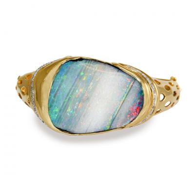 18KYG Boulder Opal Bangle Bracelet 62 3g