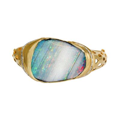 18KYG Boulder Opal Bangle Bracelet 62 3g