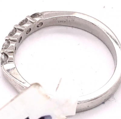 18Kt Gold Half Anniversary Ring or Wedding Band with Five Diamonds 0 50 Carat