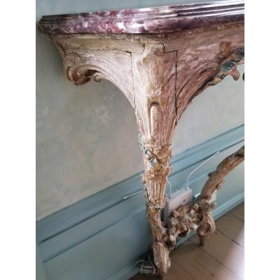 18TH C LOUIS XVI CARVED PAINTED WOOD CONSOLE