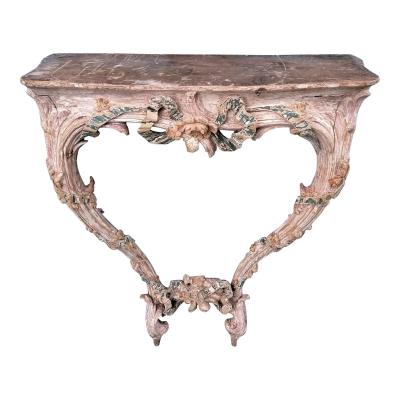 18TH C LOUIS XVI CARVED PAINTED WOOD CONSOLE