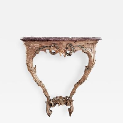 18TH C LOUIS XVI CARVED PAINTED WOOD CONSOLE
