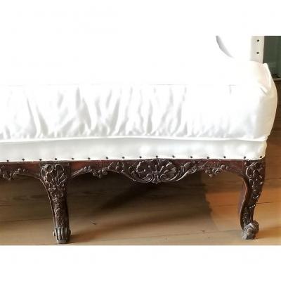 18TH C REGENCE BANQUETTE NEW WHITE UPHOLSTERY 