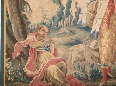 18TH CENTURY AUBUSSON CHINOISERIE TAPESTRY FRAGMENT AFTER A DRAWING BY BOUCHER