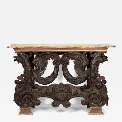 18TH CENTURY CARVED WOOD CONSOLE TABLE