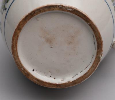 18TH CENTURY FA ENCE DE MOUSTIERS POLYCHROME JUG WITH HINGED LID