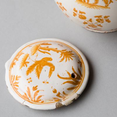 18TH CENTURY MOUSTIERS COVERED FAIENCE JUG