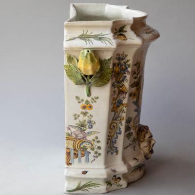 18TH CENTURY POLYCHROME FAIENCE WALL FOUNTAIN