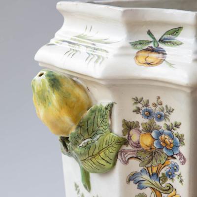 18TH CENTURY POLYCHROME FAIENCE WALL FOUNTAIN