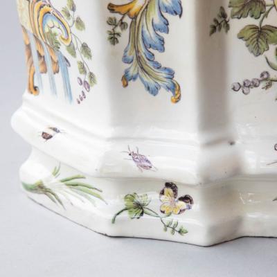 18TH CENTURY POLYCHROME FAIENCE WALL FOUNTAIN