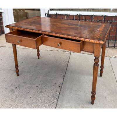 18c Style Francesco Molon for Giemme Fruitwood Inlaid Writing Table Desk