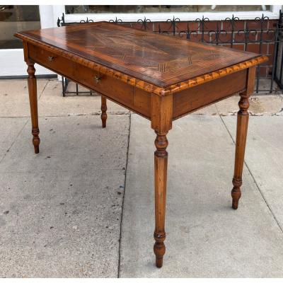 18c Style Francesco Molon for Giemme Fruitwood Inlaid Writing Table Desk