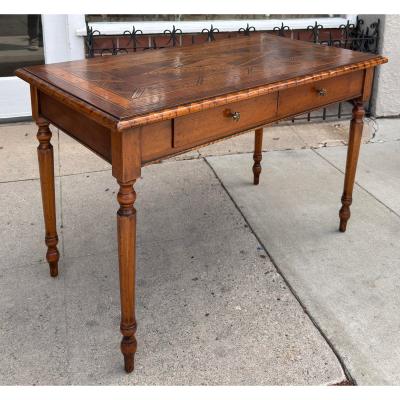 18c Style Francesco Molon for Giemme Fruitwood Inlaid Writing Table Desk