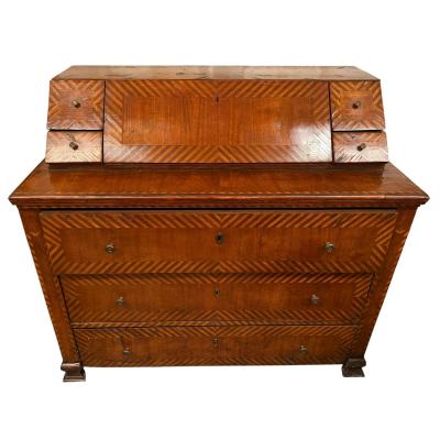 18c Style Italian Marquetry Inlaid Secretary Desk