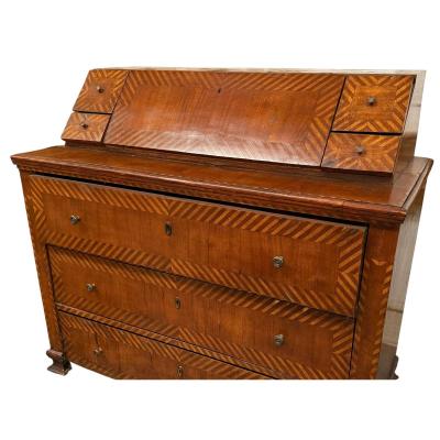 18c Style Italian Marquetry Inlaid Secretary Desk