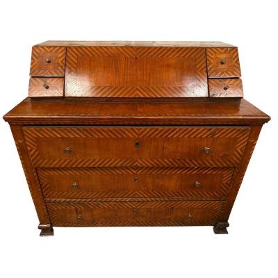 18c Style Italian Marquetry Inlaid Secretary Desk