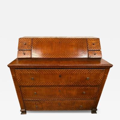 18c Style Italian Marquetry Inlaid Secretary Desk