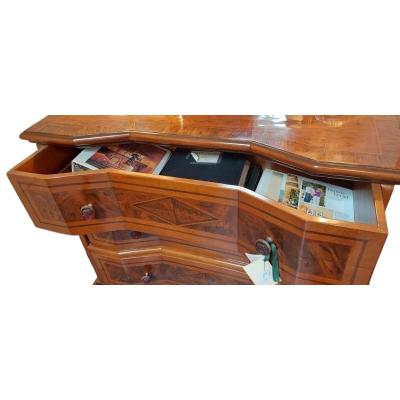 18c Style Northern Italian Mahogany Fruitwood Inlaid Chest of Drawers