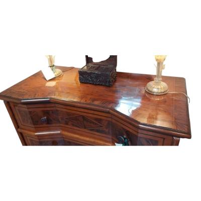 18c Style Northern Italian Mahogany Fruitwood Inlaid Chest of Drawers