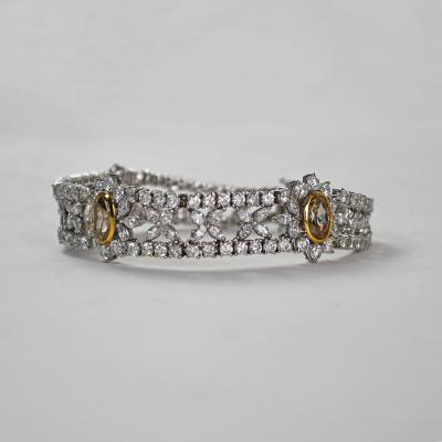 18k White Gold Custom Flower Diamond Bracelet 13 18ct TCW G I Color SI VS 6 75