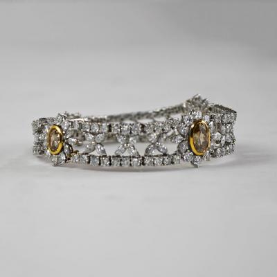 18k White Gold Custom Flower Diamond Bracelet 13 18ct TCW G I Color SI VS 6 75