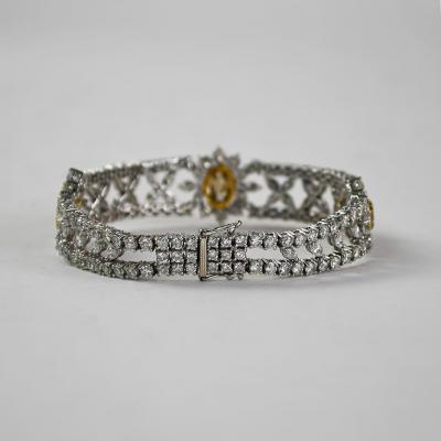 18k White Gold Custom Flower Diamond Bracelet 13 18ct TCW G I Color SI VS 6 75