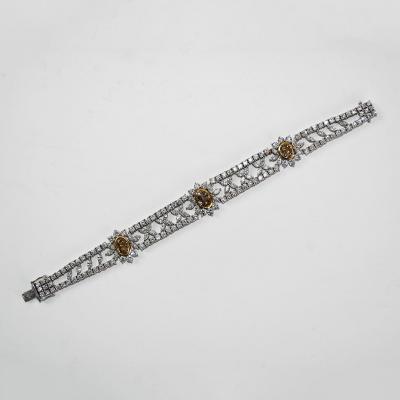 18k White Gold Custom Flower Diamond Bracelet 13 18ct TCW G I Color SI VS 6 75