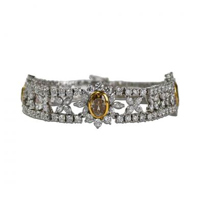 18k White Gold Custom Flower Diamond Bracelet 13 18ct TCW G I Color SI VS 6 75