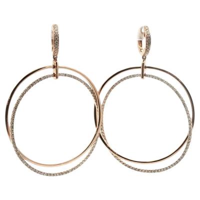 18kt Rose Gold and Diamond Drop Hoop Earrings