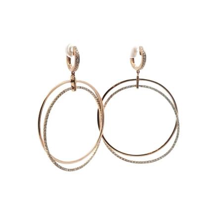 18kt Rose Gold and Diamond Drop Hoop Earrings