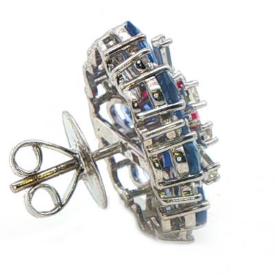 18kt White Gold Sapphire and Ruby Earrings