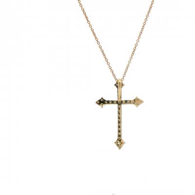 18kt Yellow Gold Diamond Cross