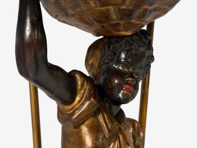 18th 19th c Italian Venetian Blackamoor Gueridons Opposing Figures Marble