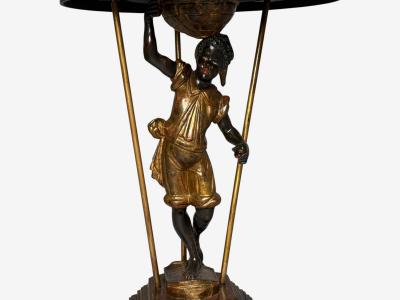 18th 19th c Italian Venetian Blackamoor Gueridons Opposing Figures Marble