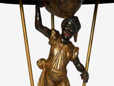 18th 19th c Italian Venetian Blackamoor Gueridons Opposing Figures Marble