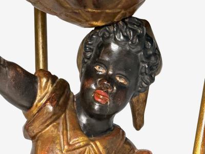 18th 19th c Italian Venetian Blackamoor Gueridons Opposing Figures Marble