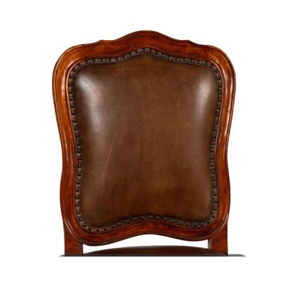 18th C Carved Walnut Leather Side or Desk Chair